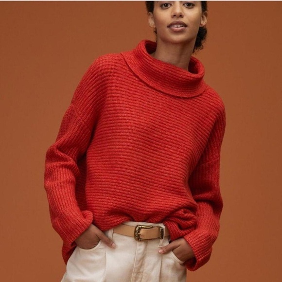 Pilcro Sweaters - PILCRO Red Cowl-neck Sweater